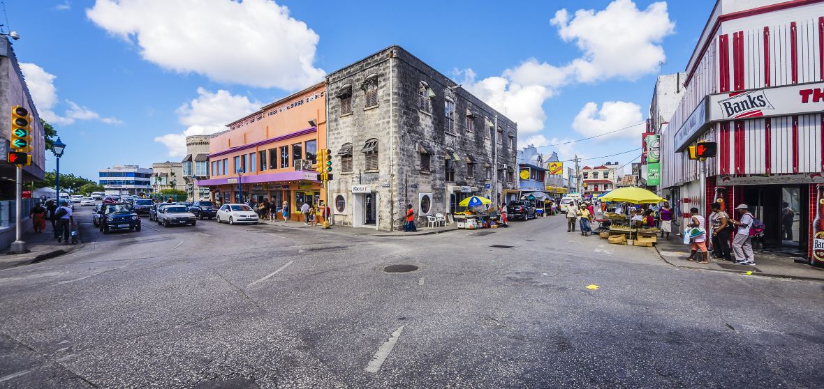 Bridgetown, Barbados - May 11, 2016: The streets at downtown of