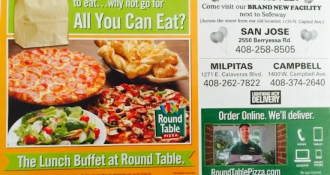 Round Table Pizza restaurants, addresses, phone numbers, photos, real user  reviews, 1170 N Capitol Ave, San Jose, CA 95132, San Jose restaurant  recommendations 