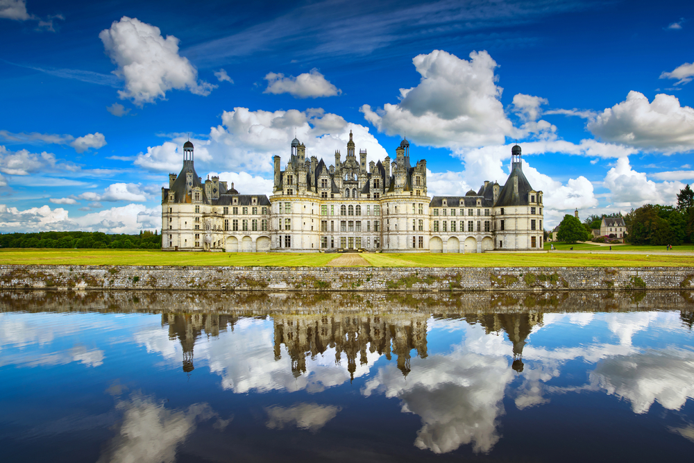 Chateau de Chambord, view from terrace roof on courtyard with terrace, in  Loire valley, Centre Valle de Loire in France Stock Photo - Alamy