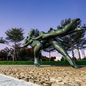 Bronze Statue of Mother and Son