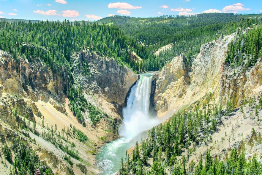 yellowstone national park waterfall