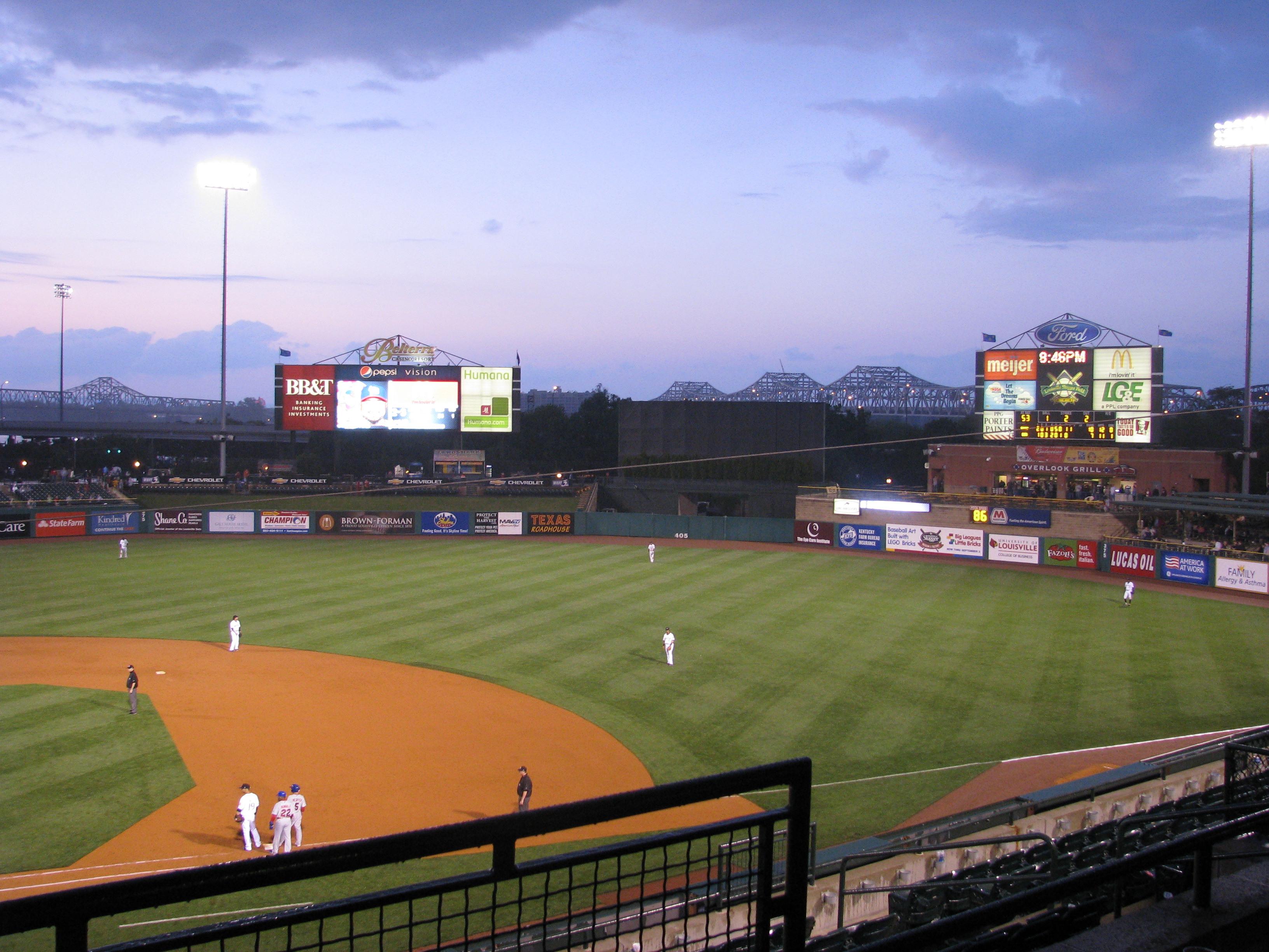 Aerial baseball diamond in Kentucky Louisville Slugger Field